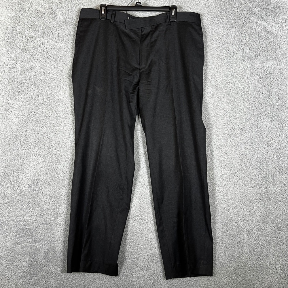 Hugo Boss Dress Pants Mens 38R Black Good James Brown Flat Front Wool‎ Blend